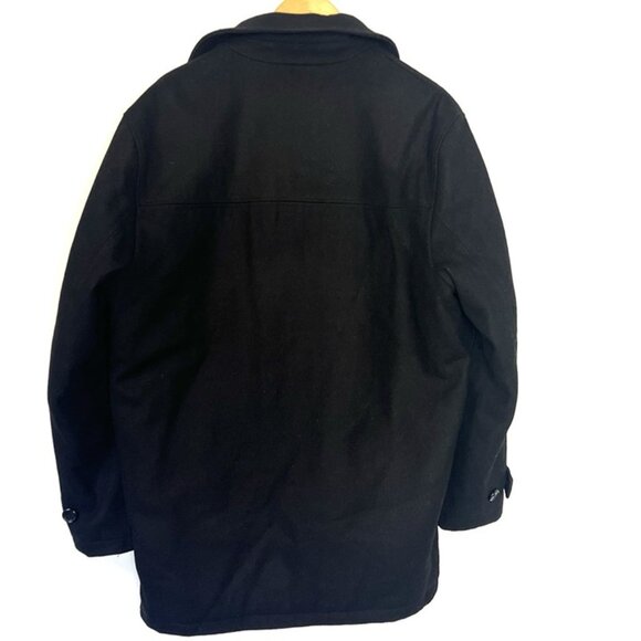 Men’s London Fog Wool Blend Black Pea Coat Sz M Jacket Academia Preppy Capsule - Picture 5 of 11